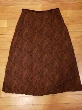 Ralph Lauren Brown Paisley A-Line Skirt